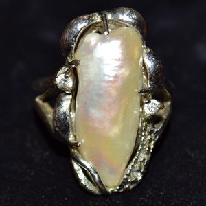 Rare Sterling Silver 925 Baroque Pearl Ring